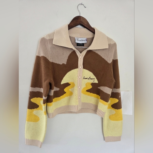 House of Sunny Sweaters - House Of Sunny The Dunes Tripper Jaquard Crop Cardigan Sz 8